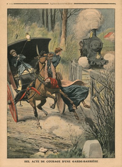 Act of bravery of a level-crossing keeper, illustration from 